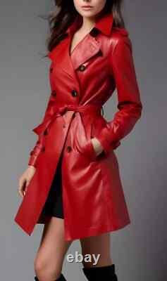 Trench coat for Women Made from Soft Lambskin Leather