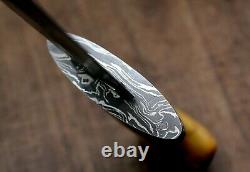 USA-AUK-890 Custom Handmade Damascus Steel Bowie Hunting Knife OAK WOOD