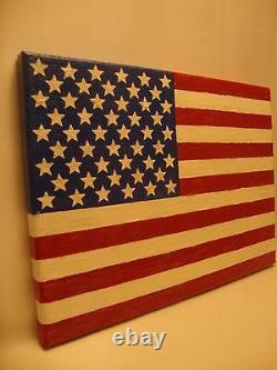 USA American Flag Acrylic Hand Painted on Stretched Canvas Panel Made in USA