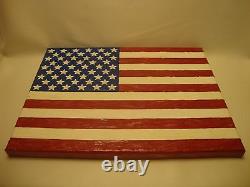 USA American Flag Acrylic Hand Painted on Stretched Canvas Panel Made in USA