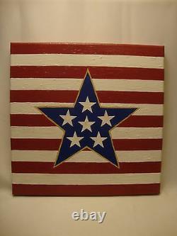 USA American Stars and Stripes Acrylic Hand Painted on Canvas Made in the USA