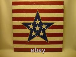 USA American Stars and Stripes Acrylic Hand Painted on Canvas Made in the USA