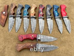 USA FREE SHIPPING custom hand made damascus steel hunting knives lot of 10 MAZ
