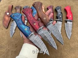 USA FREE SHIPPING custom hand made damascus steel hunting knives lot of 10 MAZ