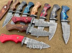 USA FREE SHIPPING custom hand made damascus steel hunting knives lot of 10 MAZ