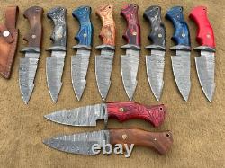 USA FREE SHIPPING custom hand made damascus steel hunting knives lot of 10 MAZ