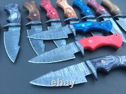 USA FREE SHIPPINGcustom hand made damascus steel hunting knives lot of 10 MAZ