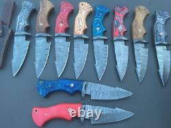 USA FREE SHIPPINGcustom hand made damascus steel hunting knives lot of 10 MAZ