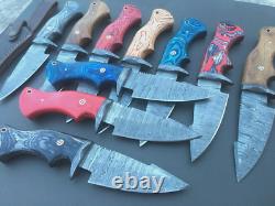 USA FREE SHIPPINGcustom hand made damascus steel hunting knives lot of 10 MAZ