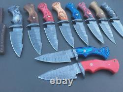 USA FREE SHIPPINGcustom hand made damascus steel hunting knives lot of 10 MAZ
