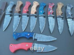 USA FREE SHIPPINGcustom hand made damascus steel hunting knives lot of 10 MAZ