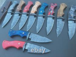 USA FREE SHIPPINGcustom hand made damascus steel hunting knives lot of 10 MAZ