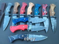 USA FREE SHIPPINGcustom hand made damascus steel hunting knives lot of 10 MAZ