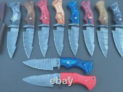 USA FREE SHIPPINGcustom hand made damascus steel hunting knives lot of 10 MAZ