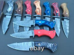 USA FREE SHIPPINGcustom hand made damascus steel hunting knives lot of 10 MAZ