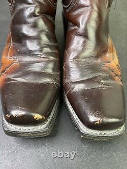 USA Hand Made Vintage Rare 1970 Men Wrangler 5630 Cowboy Shiny Leather Boot 9.5B
