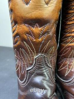 USA Hand Made Vintage Rare 1970 Men Wrangler 5630 Cowboy Shiny Leather Boot 9.5B