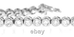 USA Made Natural 4ct Diamond Tennis Bracelet Round Bezel 14k White Gold 4.00ct