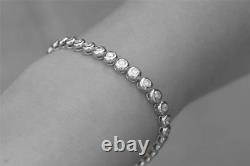 USA Made Natural 4ct Diamond Tennis Bracelet Round Bezel 14k White Gold 4.00ct