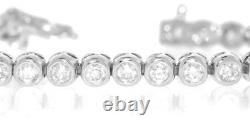 USA Made Natural 4ct Diamond Tennis Bracelet Round Bezel 14k White Gold 4.00ct