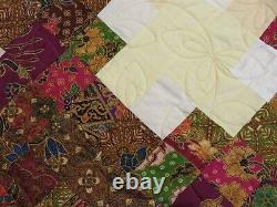 USA Made Twin Size Quilt Diamond Design- Far East Prints 62 x 78