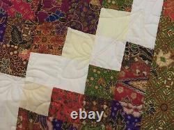 USA Made Twin Size Quilt Diamond Design- Far East Prints 62 x 78