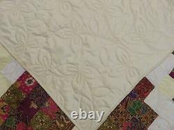 USA Made Twin Size Quilt Diamond Design- Far East Prints 62 x 78