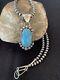 Usa Mens Navajo Pearls Sterling Blue Kingman Turquoise Necklace Pendant 839