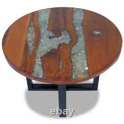 USA Solid Teak Wood Coffee Table Resin Handmade Paint Finish Side End Couch