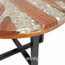 USA Solid Teak Wood Coffee Table Resin Handmade Paint Finish Side End Couch