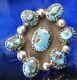 Usa West 1 1/4 Turquoise Hand Crafted. 925 Sterling Silver Estate Ring Size 6.5