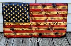 Union Made USA Hand Crafted Solid Pine Wood Rustic American Flag Decor 24x13