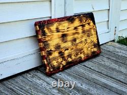 Union Made USA Hand Crafted Solid Pine Wood Rustic American Flag Decor 24x13