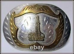 VINATE Hand Made & Engraved Quality USA Made OIL RIG Western Flair BELT BUCKLE