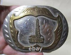 VINATE Hand Made & Engraved Quality USA Made OIL RIG Western Flair BELT BUCKLE