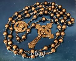 VINTAGE ALL SOLID STERLING SILVER ROSARY by HILL MARK 36 gm 22 Long