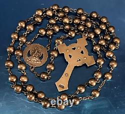 VINTAGE ALL SOLID STERLING SILVER ROSARY by HILL MARK 36 gm 22 Long