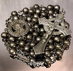 VINTAGE ALL SOLID STERLING SILVER ROSARY by HILL MARK 36 gm 22 Long