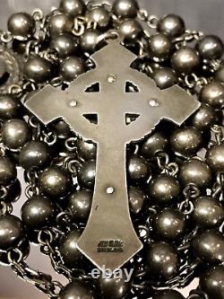 VINTAGE ALL SOLID STERLING SILVER ROSARY by HILL MARK 36 gm 22 Long