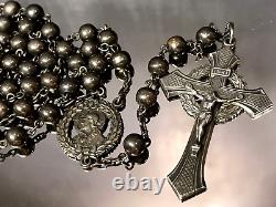 VINTAGE ALL SOLID STERLING SILVER ROSARY by HILL MARK 36 gm 22 Long