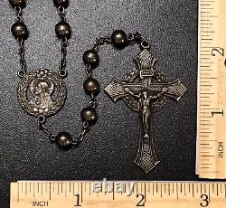 VINTAGE ALL SOLID STERLING SILVER ROSARY by HILL MARK 36 gm 22 Long