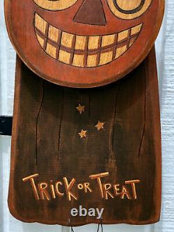 VINTAGE WOOD HALLOWEEN WITCH. American Folk Art. Hand Made in USA. 36 tall