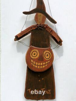 VINTAGE WOOD HALLOWEEN WITCH. American Folk Art. Hand Made in USA. 36 tall