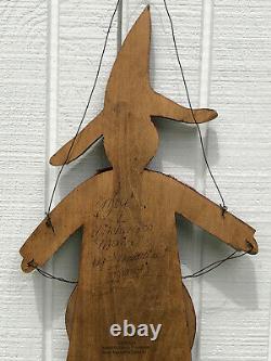 VINTAGE WOOD HALLOWEEN WITCH. American Folk Art. Hand Made in USA. 36 tall