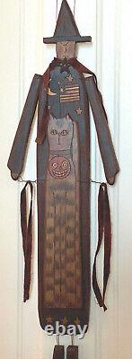 VINTAGE WOOD HALLOWEEN WITCH THELMA. American Folk Art. Hand Made in USA. 35