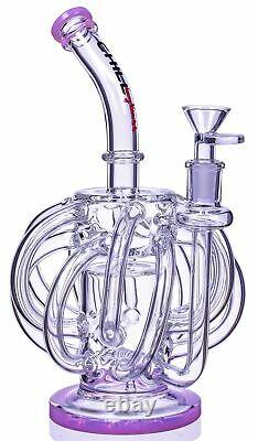 VORTEX 10 Inch GIRLY BONG Recycler CUTE Glass Water Pipe PINK Hookah USA