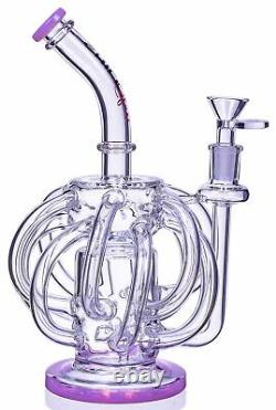 VORTEX 10 Inch GIRLY BONG Recycler CUTE Glass Water Pipe PINK Hookah USA