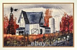 VTG 1978 Framed Original Watercolor by Thomas Haverfield, Barn, Farm, Windmill