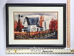 VTG 1978 Framed Original Watercolor by Thomas Haverfield, Barn, Farm, Windmill