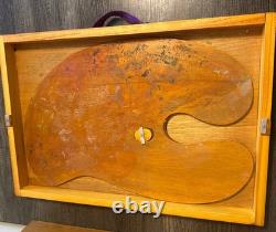 VTG Lee Boynton Hand Made Wood Artist Palette & Case Curved Board 24 USA Made